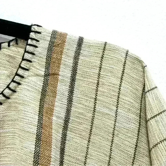 African Elephant Printed Kikoy  Beige Shirt Uganda Woven Hemp Pockets L - Picture 5 of 9